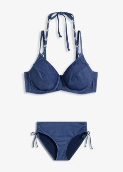 bonprix bonprix Bikini con aros y aspecto vaquero (2 piezas) Azul marino Outlet