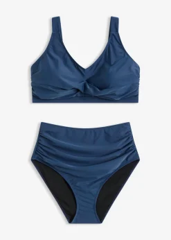 bonprix bonprix Bikini con ligero efecto moldeador y aspecto cruzado (2 piezas) Azul almirante New