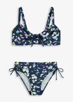 bonprix bonprix Bikini reductor con cinta para anudar (2 piezas) azul marino/blanco/amarillo Clearance
