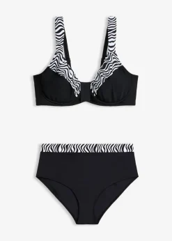 bonprix bonprix Bikini reductor con tirantes acolchados (2 piezas) Negro-blanco