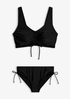 bonprix bonprix Bikini tipo bustier (2 piezas) con cintas para anudar Negro