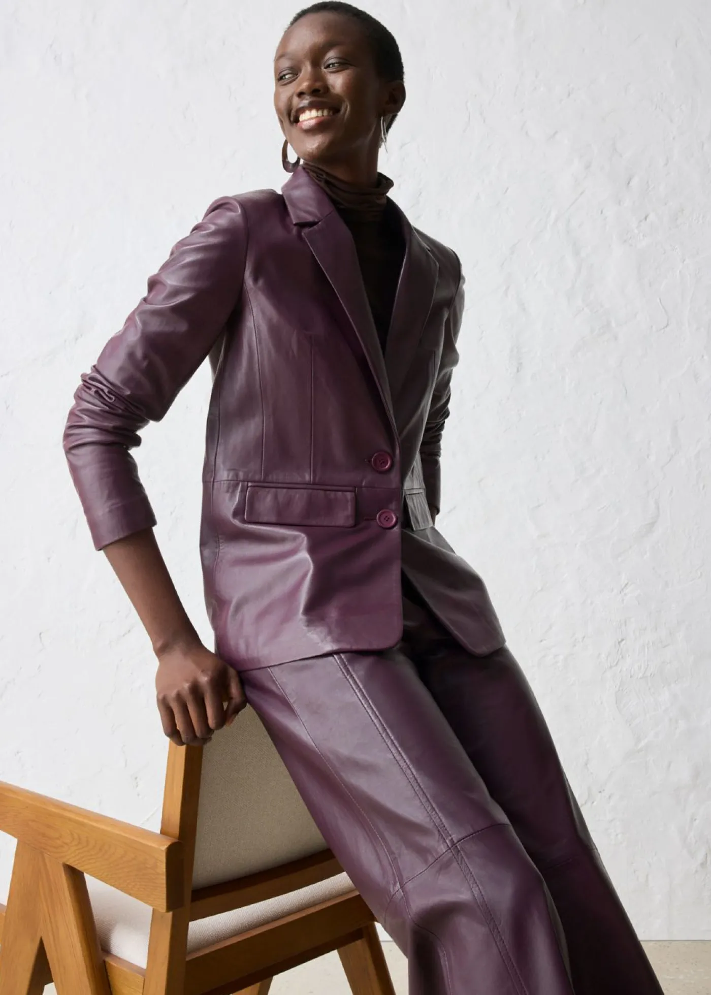 bonprix bonprix Blazer con napa de borrego rojo burdeos New
