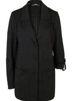 bonprix bonprix Blazer largo Punto di Roma de mezcla de viscosa Negro Outlet