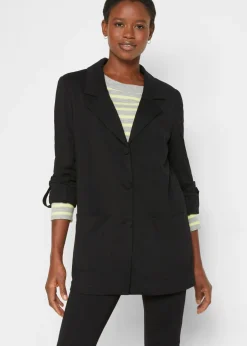 bonprix bonprix Blazer largo Punto di Roma de mezcla de viscosa Negro Outlet