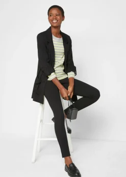 bonprix bonprix Blazer largo Punto di Roma de mezcla de viscosa Negro Outlet