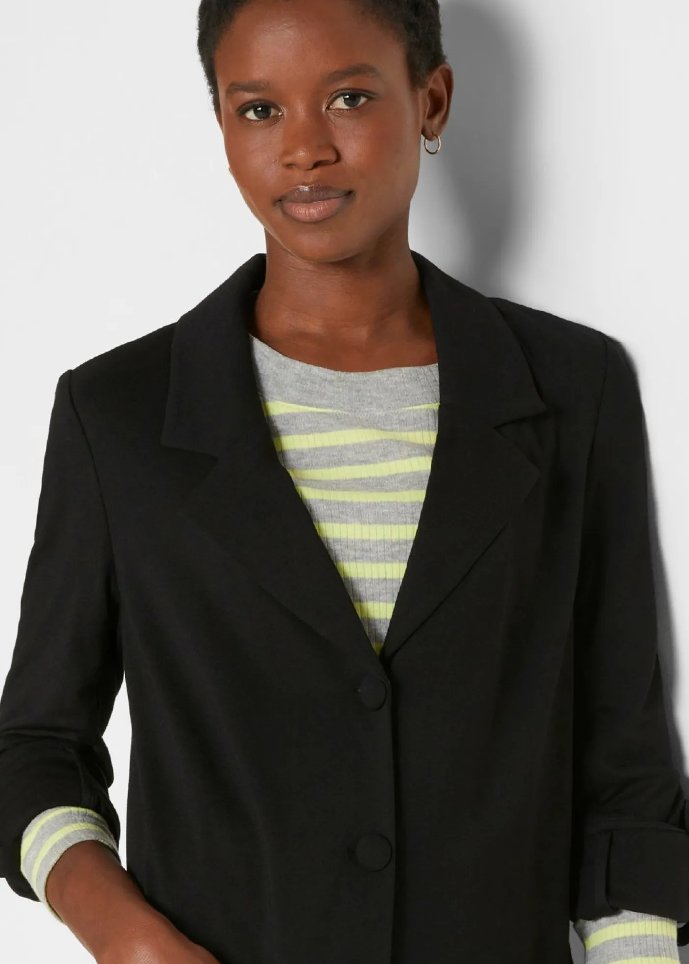 bonprix bonprix Blazer largo Punto di Roma de mezcla de viscosa Negro Outlet