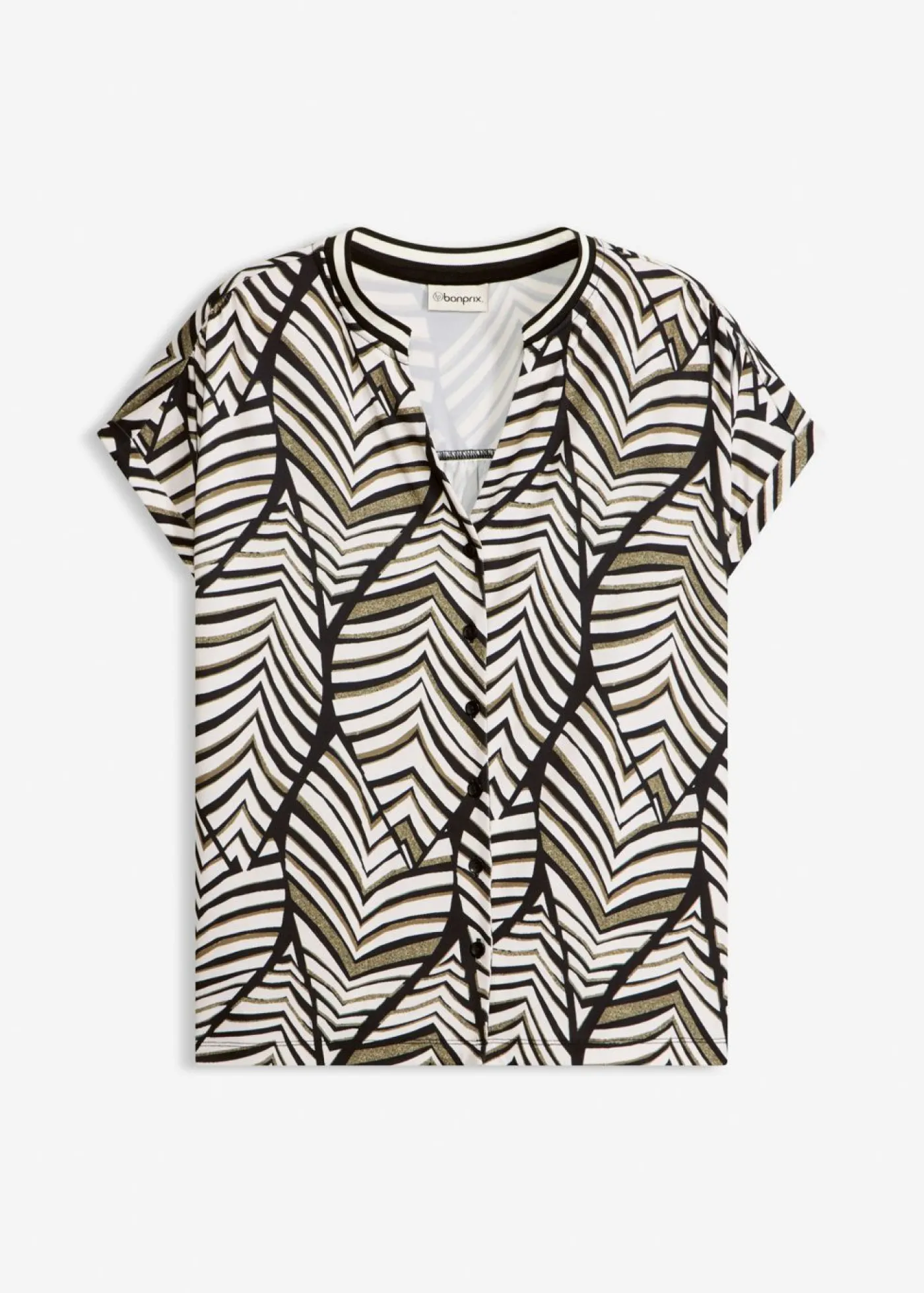 bonprix bonprix Blusa negro-blanco perla-oliva pálido Best