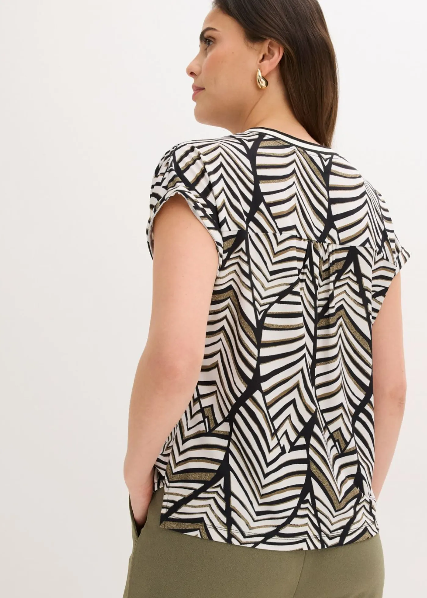 bonprix bonprix Blusa negro-blanco perla-oliva pálido Best