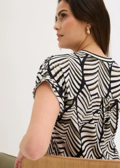 bonprix bonprix Blusa negro-blanco perla-oliva pálido Best