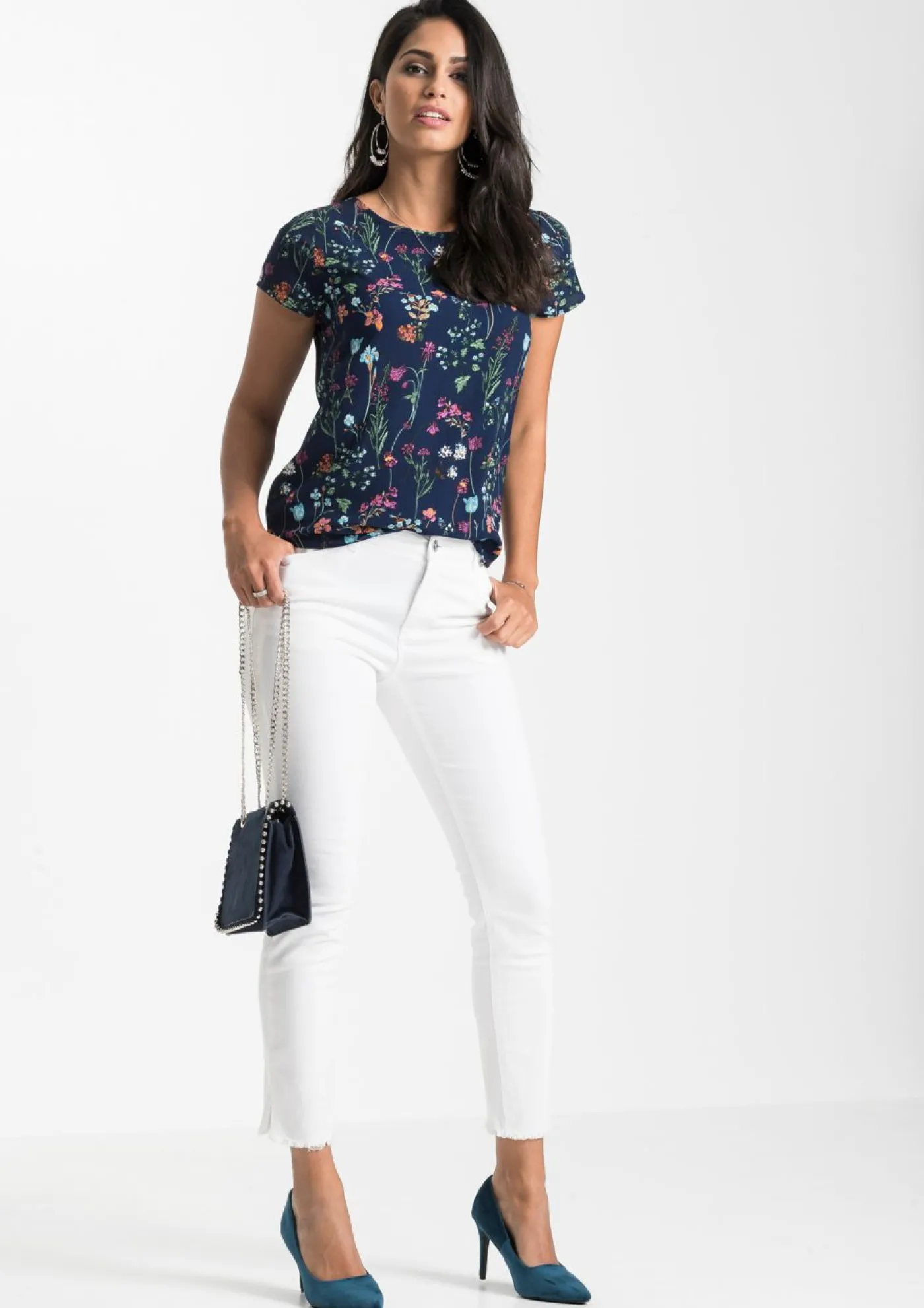 bonprix bonprix Blusa Azul oscuro de flores Sale