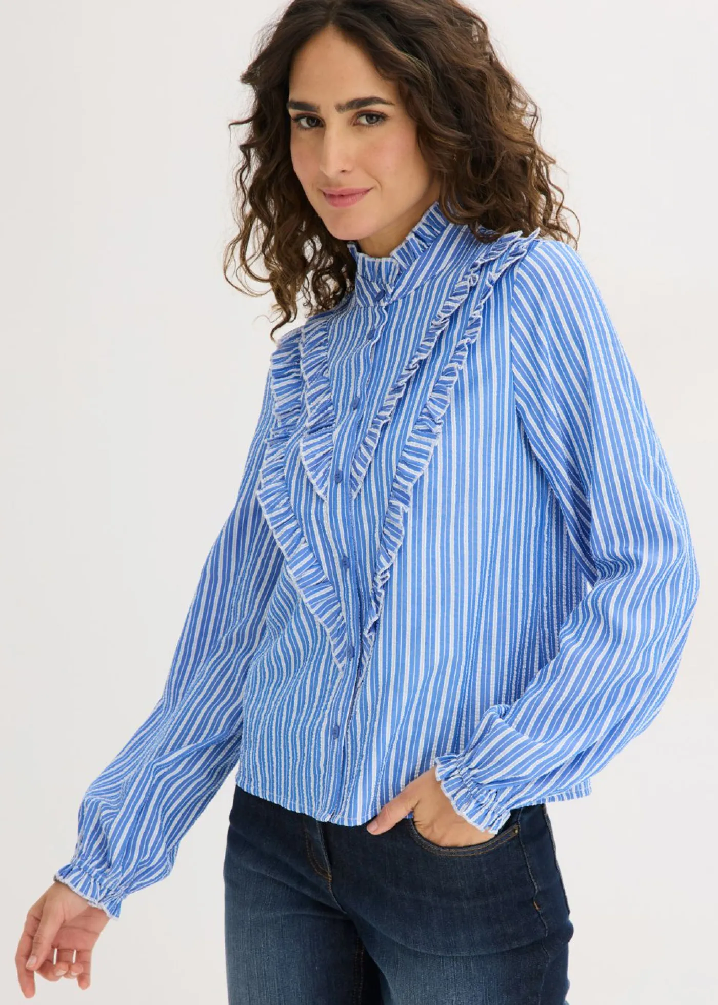 bonprix bonprix Blusa Azul-blanco con rayas