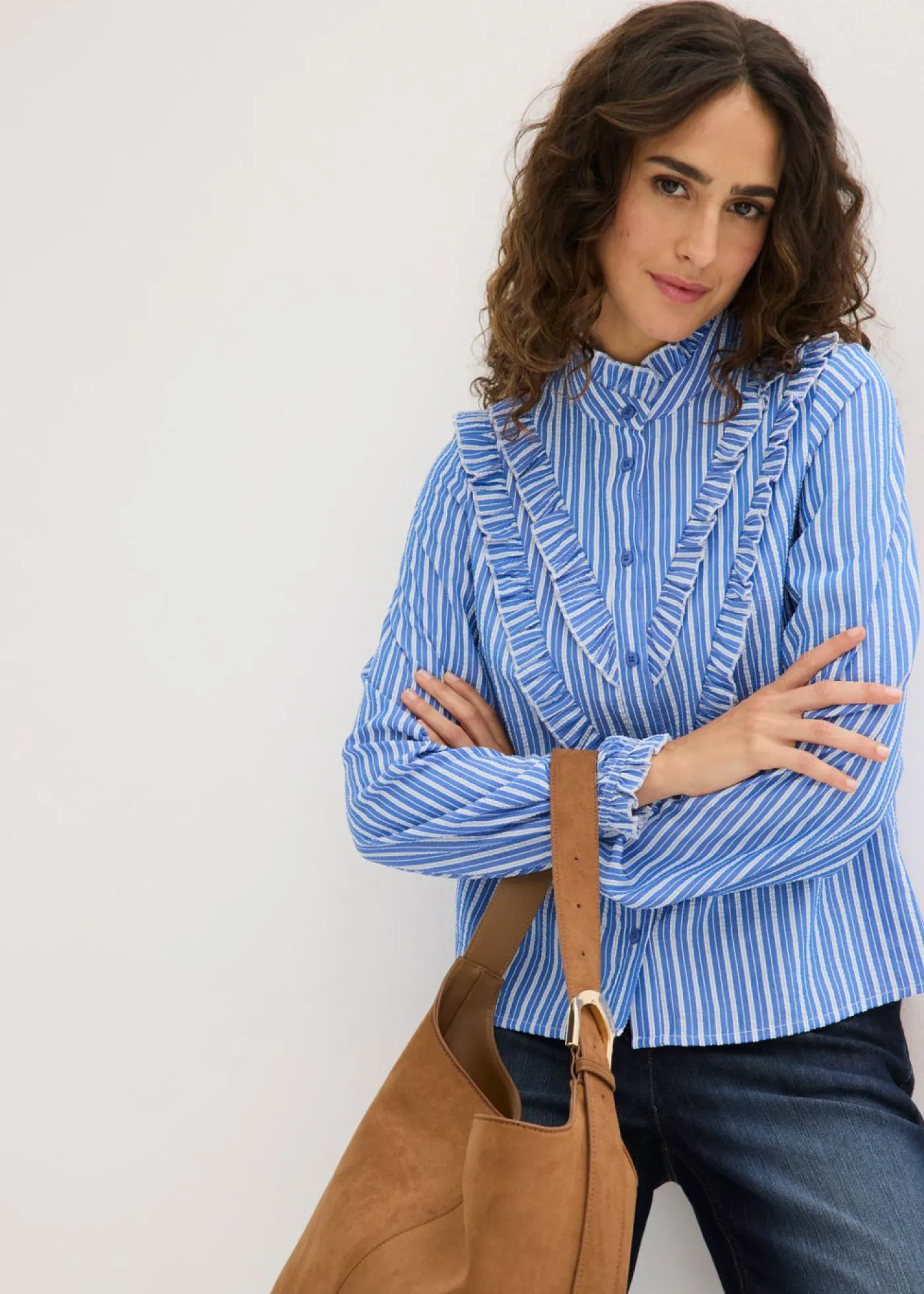 bonprix bonprix Blusa Azul-blanco con rayas
