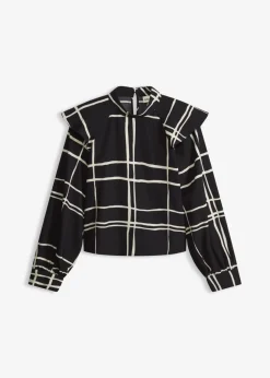 bonprix bonprix Blusa negro-crema a cuadros Clearance