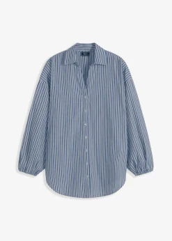 bonprix bonprix Blusa azul ahumado/blanco rayas verticales