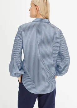 bonprix bonprix Blusa azul ahumado/blanco rayas verticales
