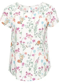 bonprix bonprix Blusa Blanco lana de flores Outlet