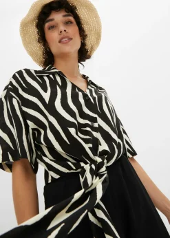 bonprix bonprix Blusa negro-crudo rizado New