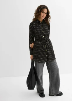 bonprix bonprix Blusa 2 en 1 de gasa para durante y después del embarazo Negro-oro Outlet