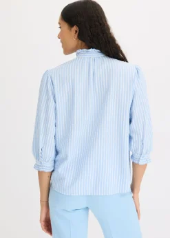 bonprix bonprix Blusa a rayas azul pálido-blanco lana con rayas Discount