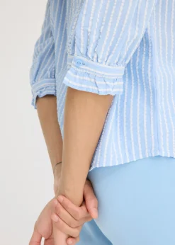 bonprix bonprix Blusa a rayas azul pálido-blanco lana con rayas Discount