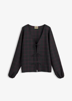 bonprix bonprix Blusa ancha de viscosa suave negro-rojo avellana Discount