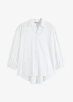 bonprix bonprix Blusa asimétrica con mangas abullonadas Blanco Best