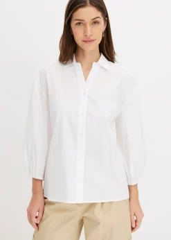 bonprix bonprix Blusa asimétrica con mangas abullonadas Blanco Best