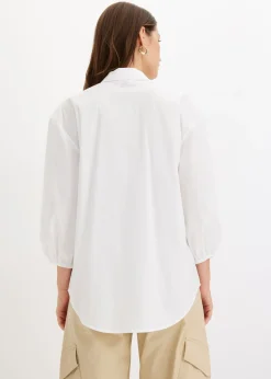 bonprix bonprix Blusa asimétrica con mangas abullonadas Blanco Best