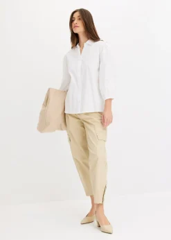bonprix bonprix Blusa asimétrica con mangas abullonadas Blanco Best