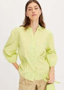 bonprix bonprix Blusa asimétrica con mangas abullonadas Verde menta