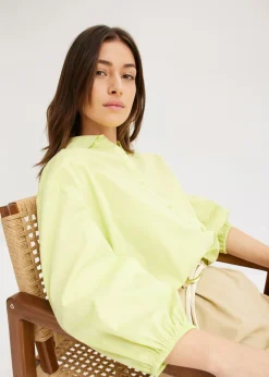 bonprix bonprix Blusa asimétrica con mangas abullonadas Verde menta