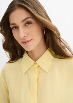 bonprix bonprix Blusa camisera de mezcla de viscosa fluida Amarillo claro Hot