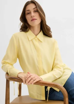bonprix bonprix Blusa camisera de mezcla de viscosa fluida Amarillo claro Hot