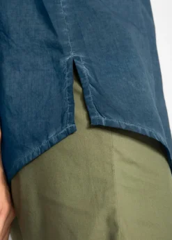 bonprix bonprix Blusa cold-dye de manga corta en algodón sostenible Azul marino Sale