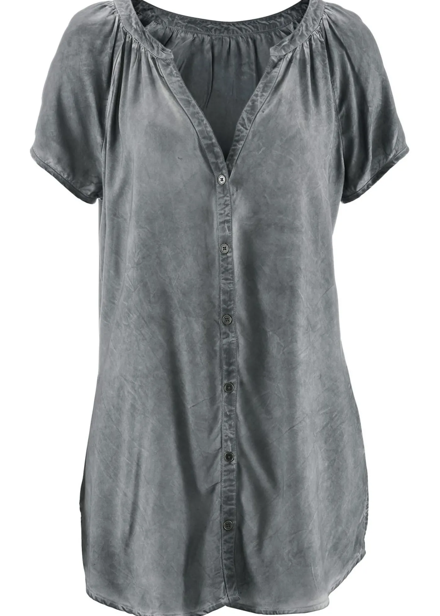 bonprix bonprix Blusa cold-dye de manga corta en algodón sostenible carbón New