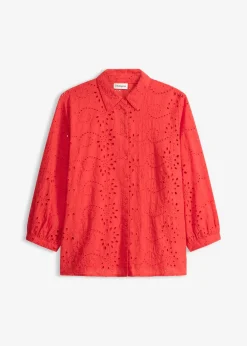 bonprix bonprix Blusa con bordado calado fresa Discount