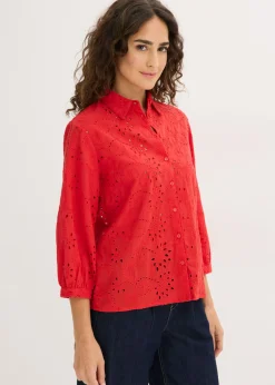 bonprix bonprix Blusa con bordado calado fresa Discount