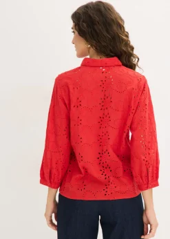 bonprix bonprix Blusa con bordado calado fresa Discount