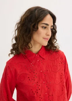 bonprix bonprix Blusa con bordado calado fresa Discount