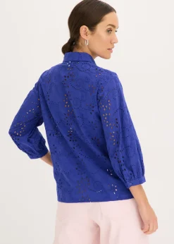bonprix bonprix Blusa con bordado calado zafiro Outlet