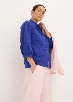 bonprix bonprix Blusa con bordado calado zafiro Outlet