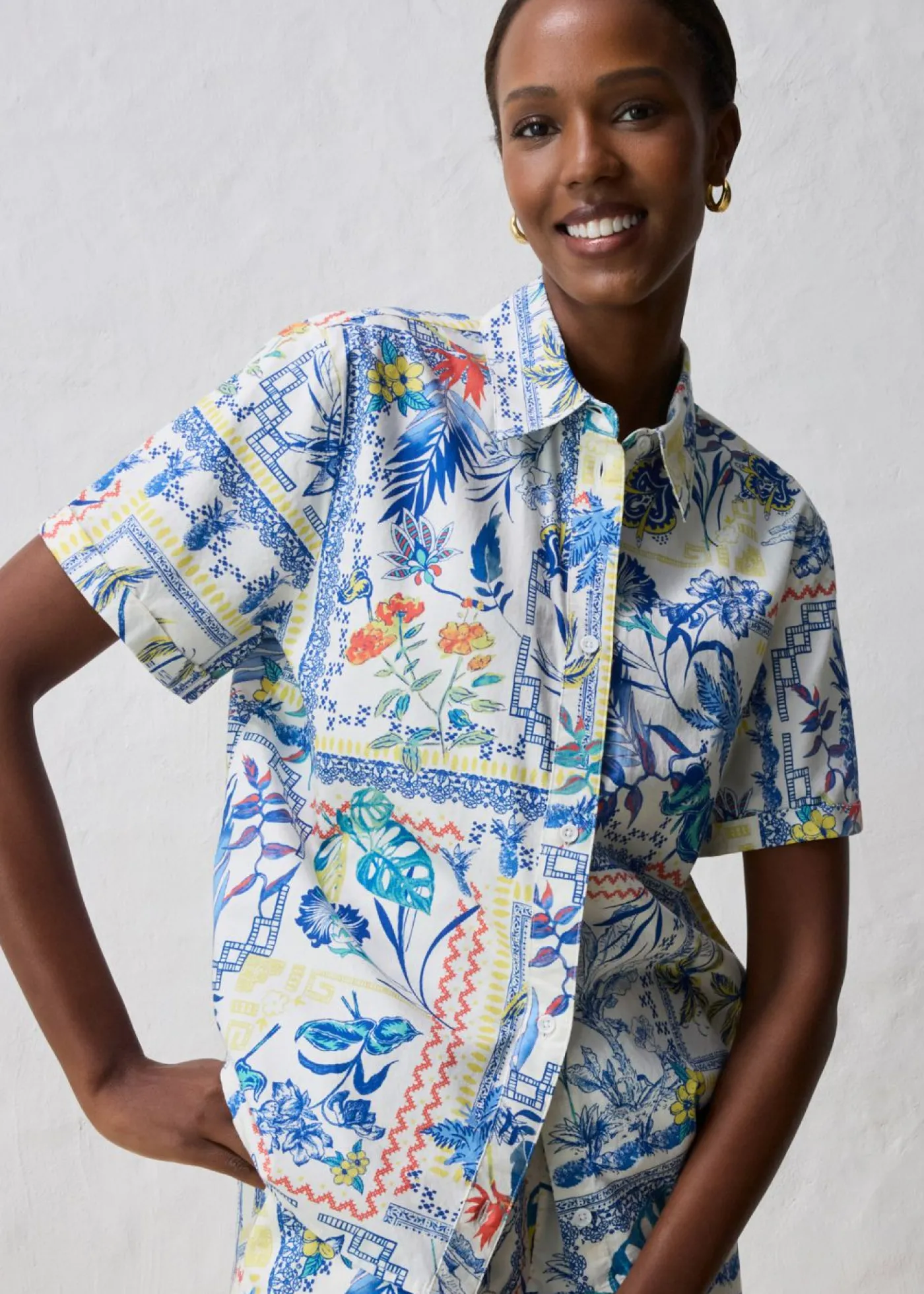 bonprix bonprix Blusa con contenido de seda Azul ártico Sale