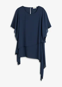 bonprix bonprix Blusa con cremallera con aspecto de capas Azul marino Sale