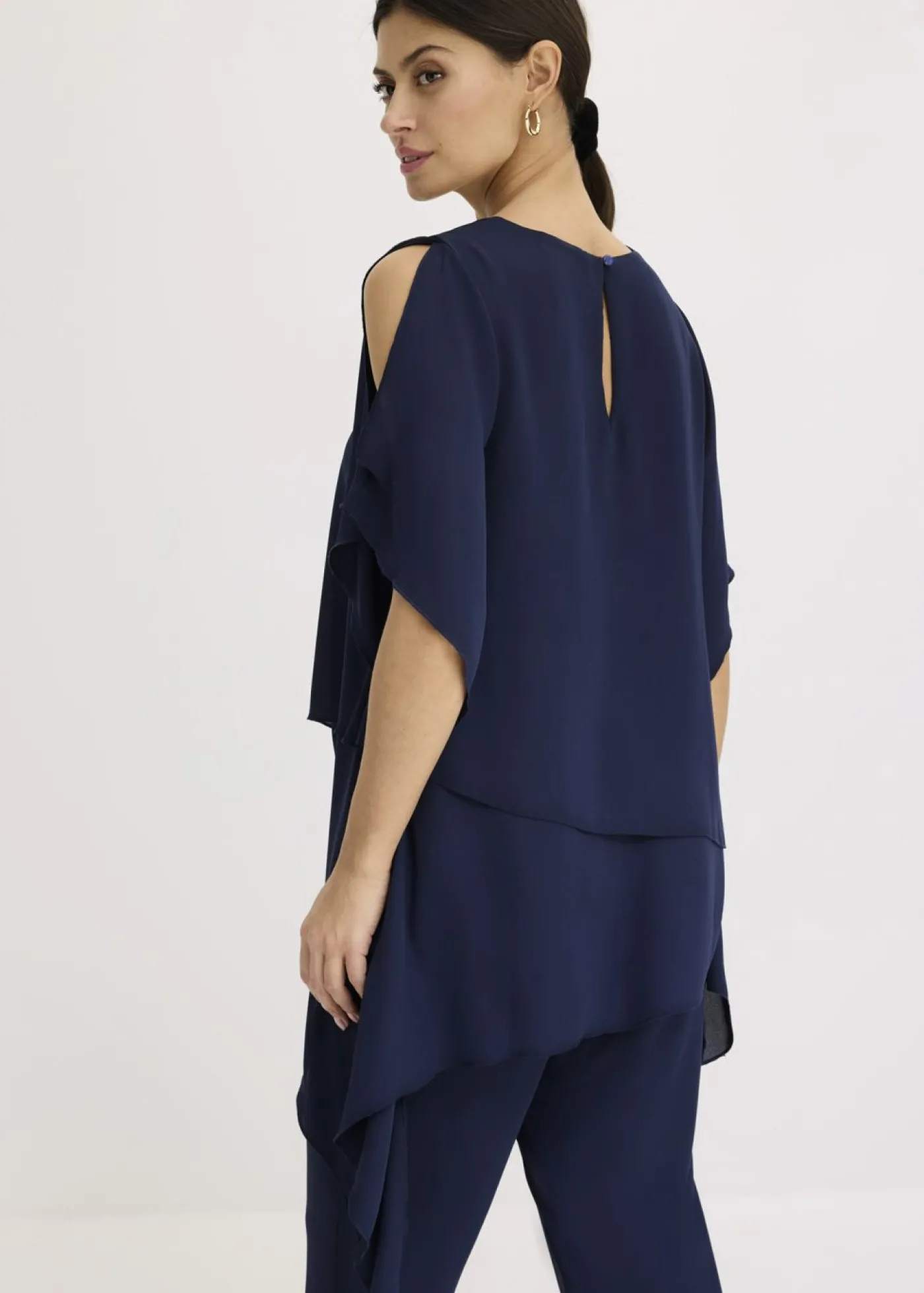 bonprix bonprix Blusa con cremallera con aspecto de capas Azul marino Sale