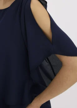 bonprix bonprix Blusa con cremallera con aspecto de capas Azul marino Sale