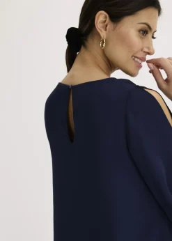bonprix bonprix Blusa con cremallera con aspecto de capas Azul marino Sale