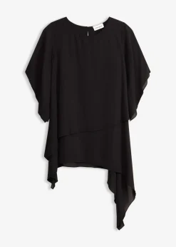 bonprix bonprix Blusa con cremallera con aspecto de capas Negro Clearance