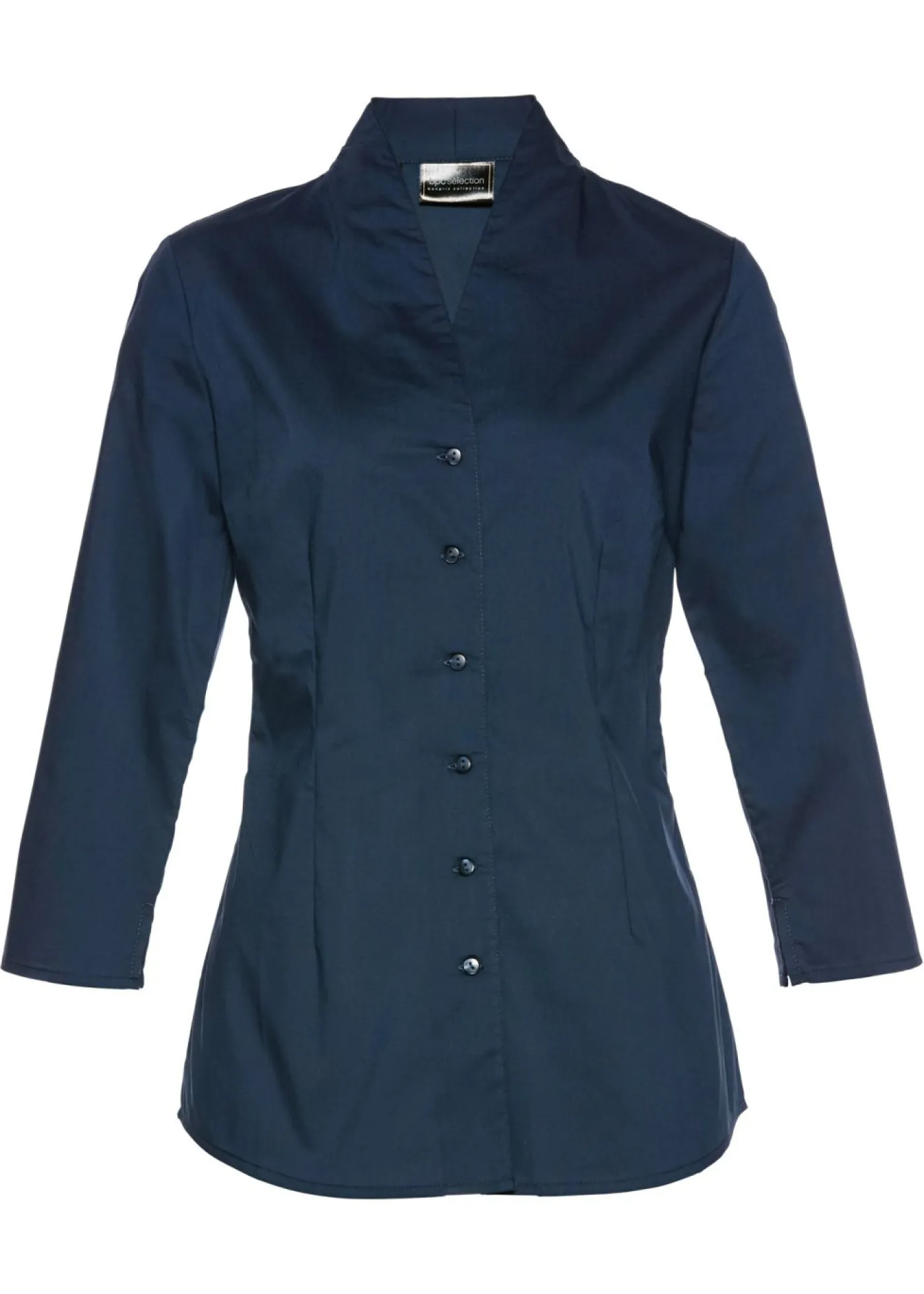 bonprix bonprix Blusa con cuello chimenea Azul oscuro Clearance