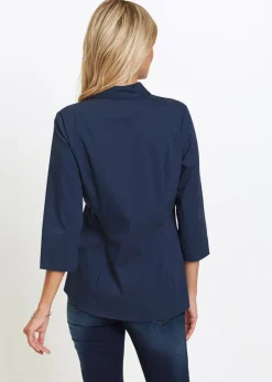 bonprix bonprix Blusa con cuello chimenea Azul oscuro Clearance