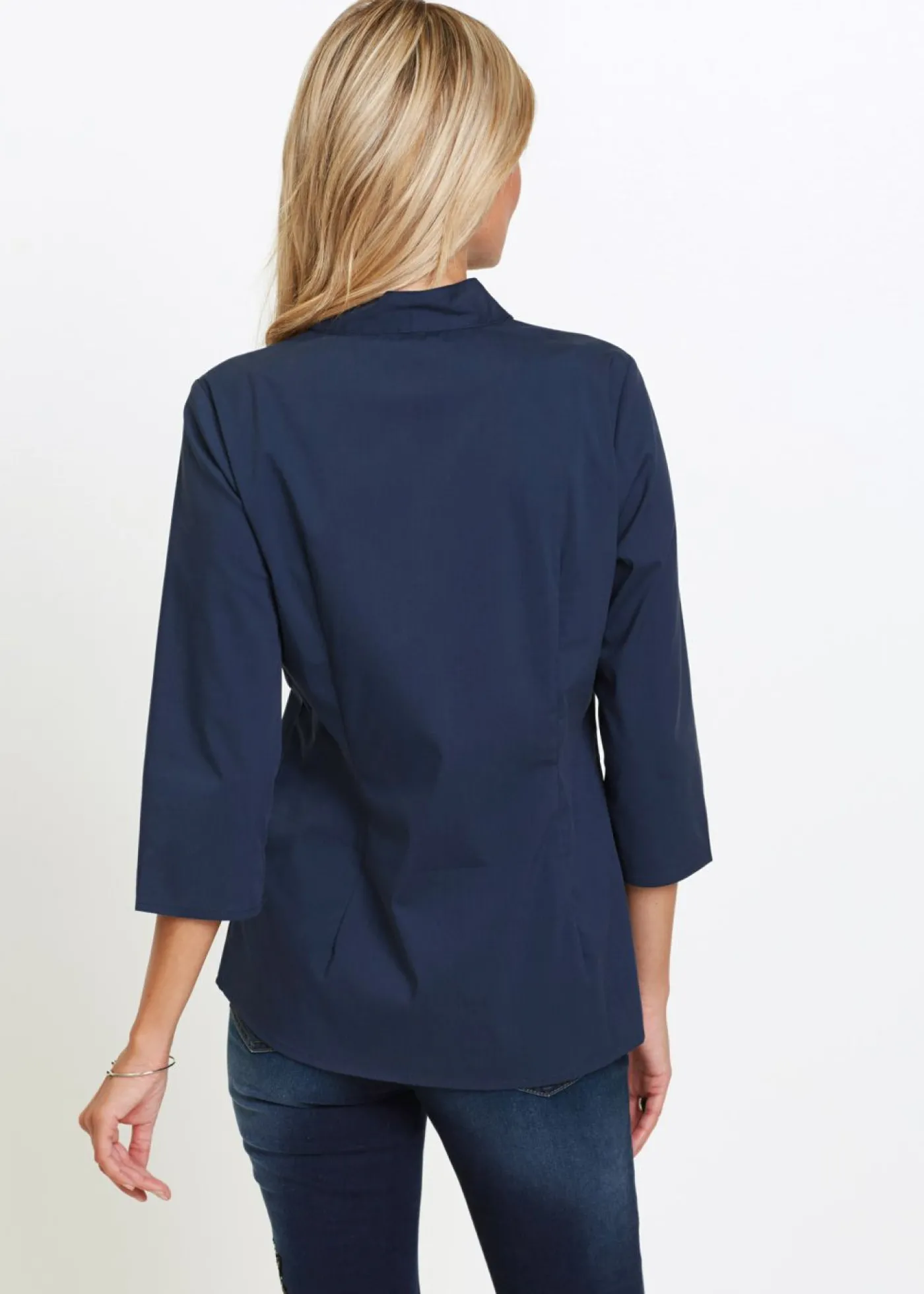 bonprix bonprix Blusa con cuello chimenea Azul oscuro Clearance